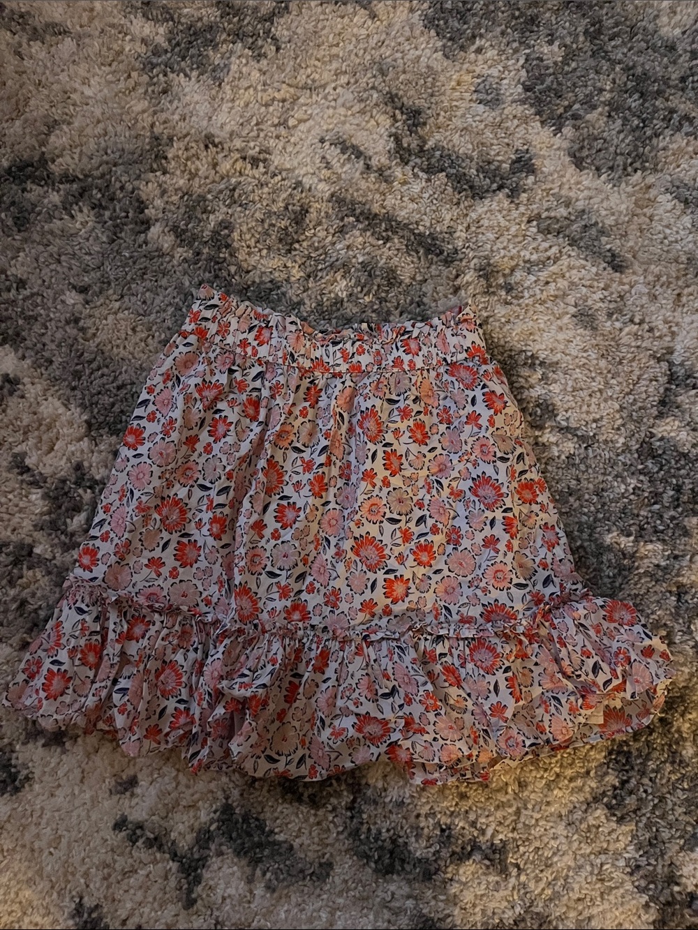 Vineyard Vines Coral Floral Ruffle Mini Skirt